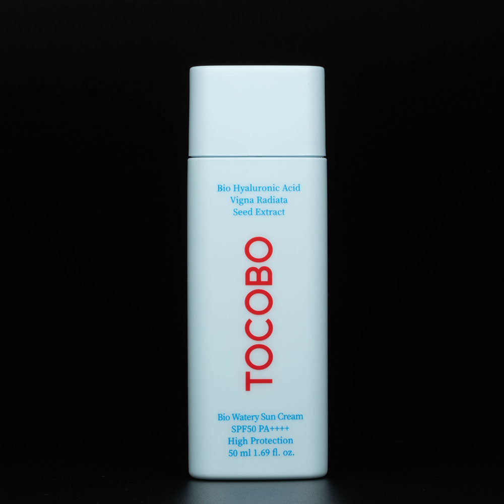 Tocobo Bio Watery Sun Cream Spf50 PA++++ on a Black background